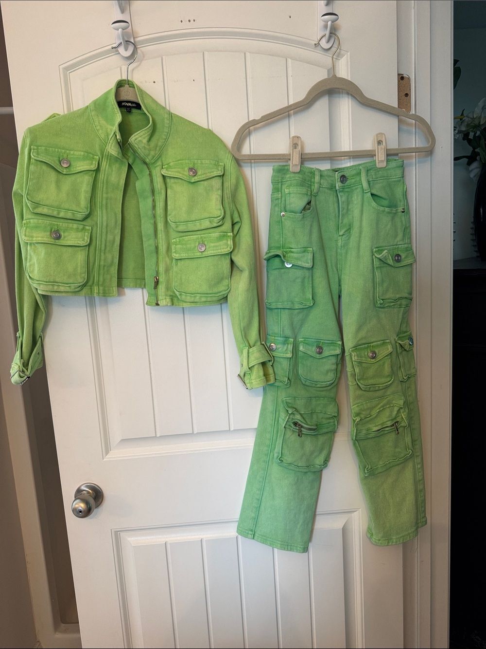 Neon Green Cargo Utility Pants